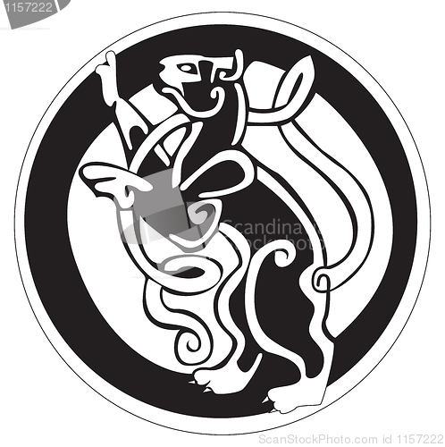 Image of Celtic design of a cat inside a circle
