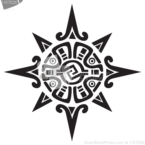 Image of Mayan or Incan symbol of a sun or star