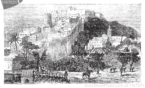 Image of Algiers city vintage engraving. Capital of Algeria.