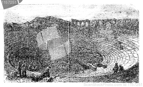 Image of Verona Arena in 1890, in Verona, Italy. Vintage engraving.