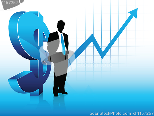 Image of Blue theme businessman silhouette showing financial success
