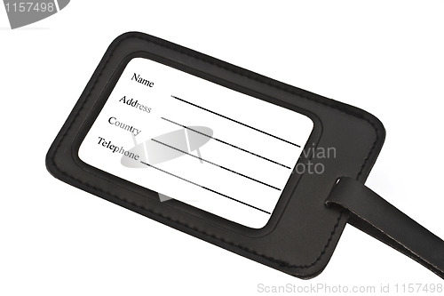 Image of Black leather Luggage tag