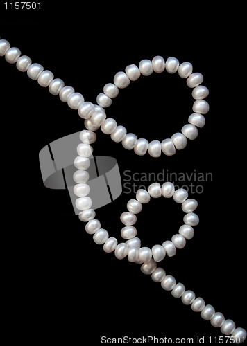 Image of White pearls on the black silk 