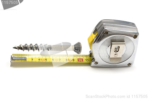 Image of Tape measure and screw