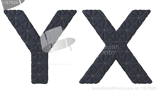 Image of Luxury black stitched leather font X Y letters 