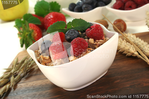 Image of muesli with fresh fruits and nuts