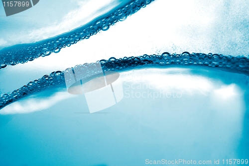 Image of Air bubbles in blue water