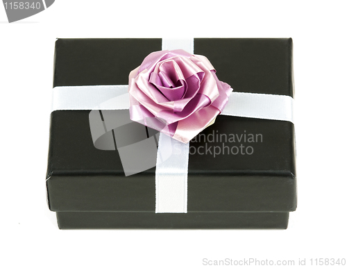 Image of black gift box with bow