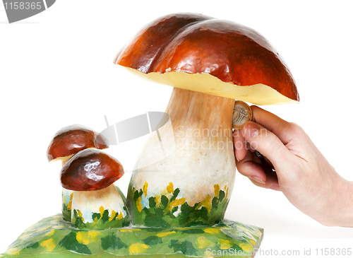 Image of Decorative mushroom money box