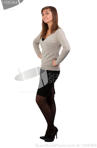 Image of young business lady stands