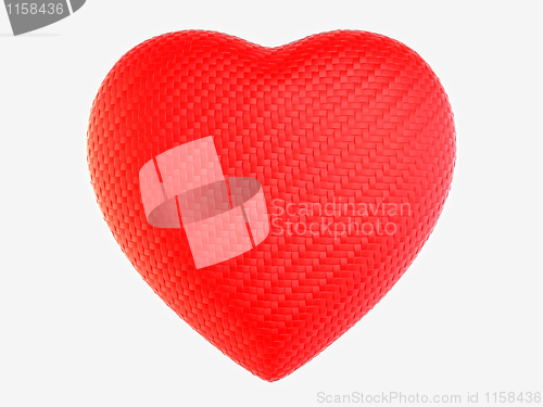 Image of Red woven fiber heart shape isolated