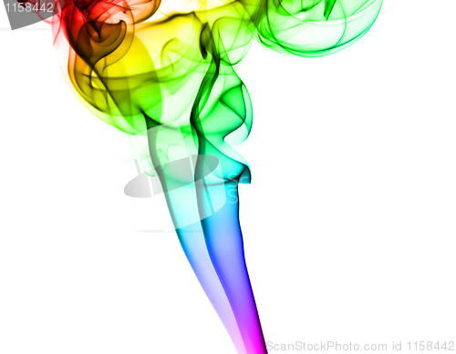 Image of Abstract colorful smoke pattern on white