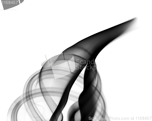 Image of Abstract black smoke swirl on white