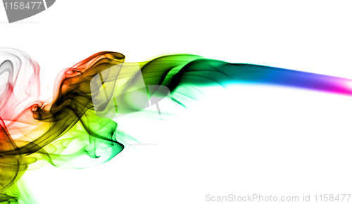 Image of Abstract colorful fume shape on white