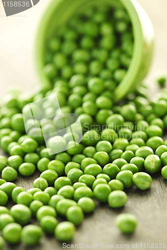 Image of Spilled bowl of green peas