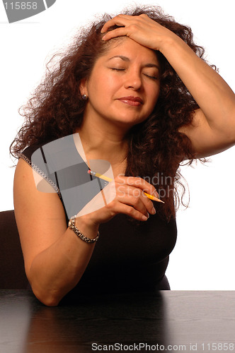 Image of woman in office aggravated