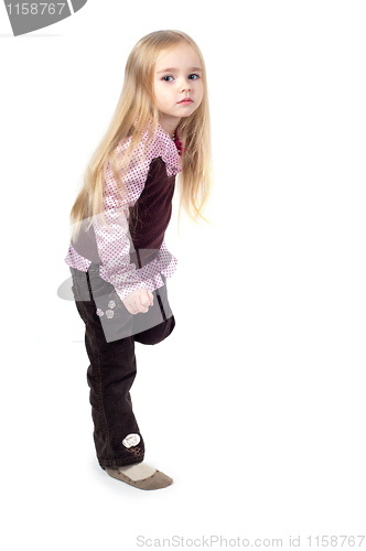 Image of Portrait of little cute girl with long hair