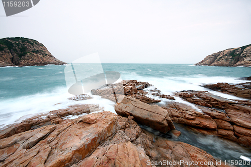Image of Storm. Waves and sea foam. 