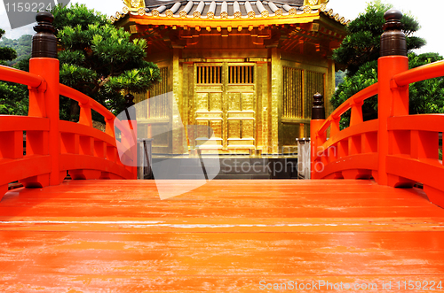 Image of oriental golden pavilion of Chi Lin Nunnery and Chinese garden, 