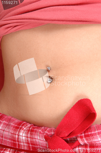 Image of Girl showing belly button.