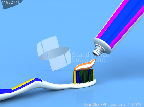 Image of toothpaste and brush