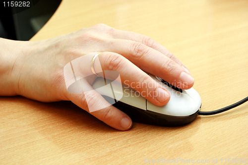 Image of computer mouse with hand