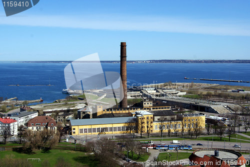 Image of City boiler-house and the sea 