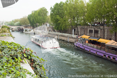 Image of Cruise Ships On Seine River, Paris, France