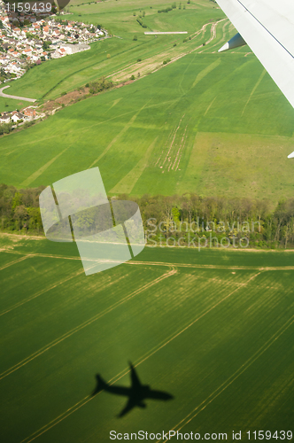 Image of Type on fields from a window of the plane