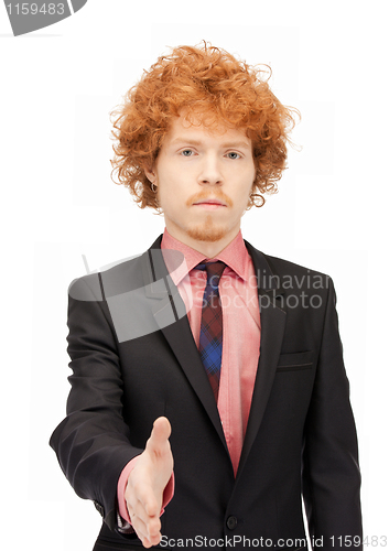 Image of man with an open hand ready for handshake