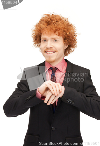 Image of handsome man with expression of tryumph