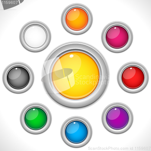 Image of Set of 9 Colorful Glossy Buttons