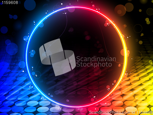 Image of Disco Abstract Circle Box on Black Background