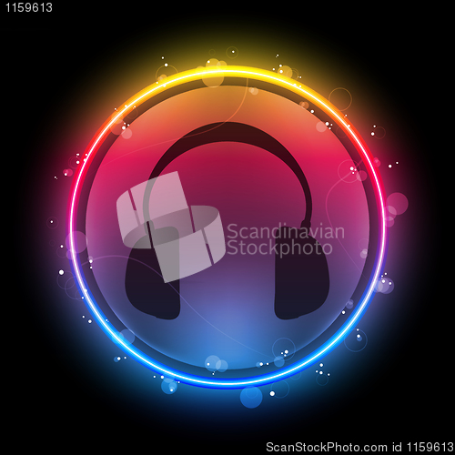 Image of Disco Headphones with Neon Rainbow Circle