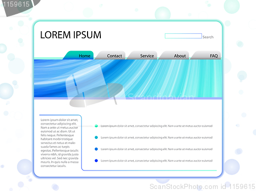 Image of White Website Layout Template in Blue