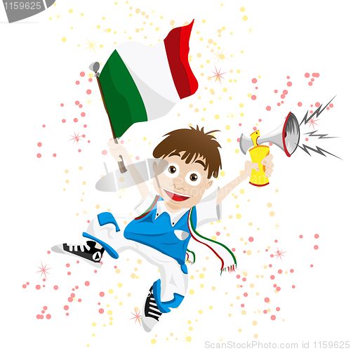 Image of Italy Sport Fan with Flag and Horn