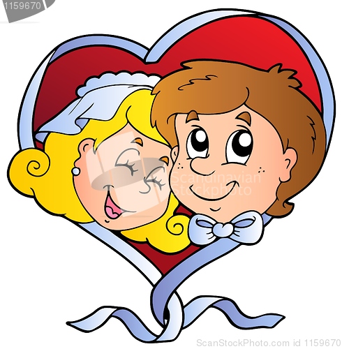 Image of Cartoon wedding faces