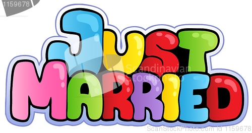 Image of Just married cartoon sign