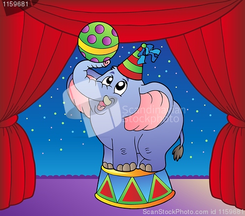 Image of Cartoon elephant on circus stage 1