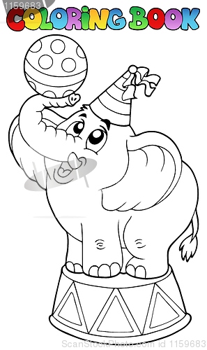 Image of Coloring book with circus elephant