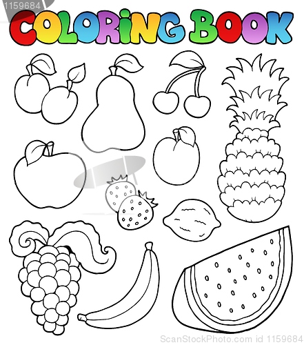 Image of Coloring book with fruits images