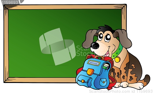 Image of Board with dog and school bag