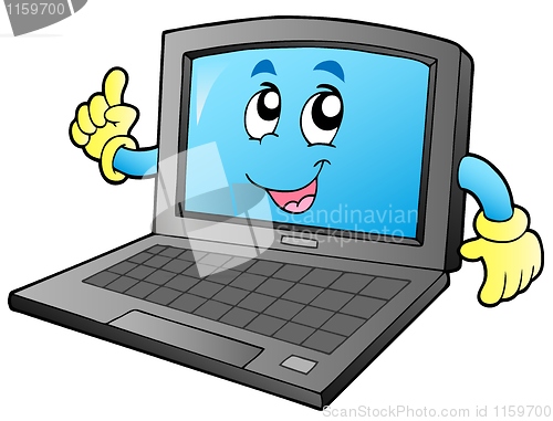 Image of Cartoon smiling laptop