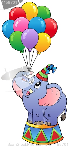 Image of Circus elephant with balloons 1
