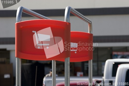 Image of Shopping Cart Signs in the Parking Lot