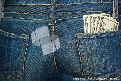 Image of Jeans rear pocket with $100 banknotes