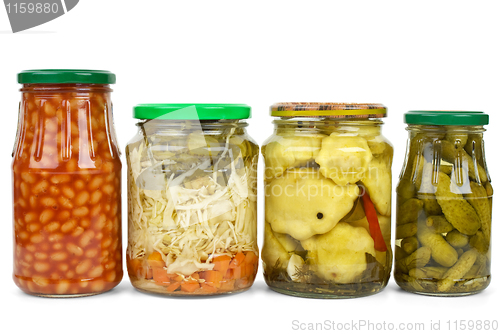 Image of Glass jars with marinated vegetables