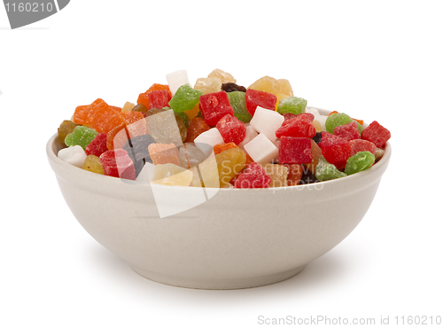 Image of multi-coloured candied fruits
