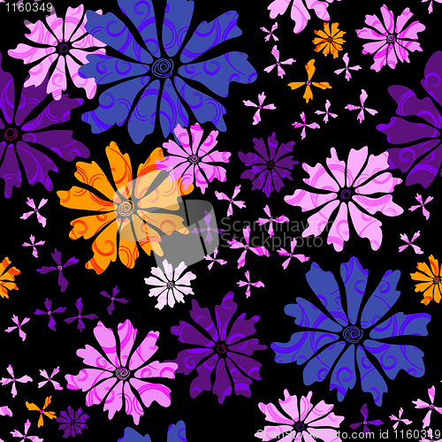 Image of Floral seamless black pattern