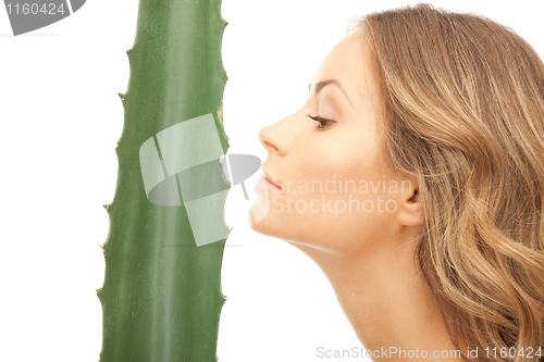 Image of lovely woman with aloe vera